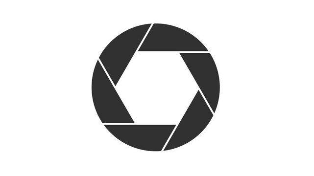 Simple motion graphic animation of a smooth decrease in the aperture of a camera lens.
