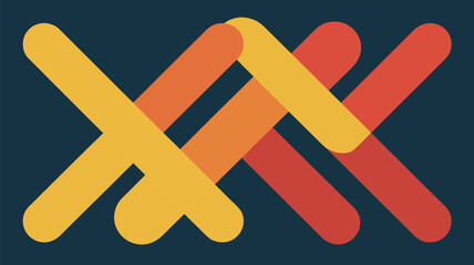 Obraz premium Abstract overlapping rounded rectangles in yellow orange and red on a dark blue background design art