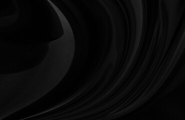 Black gray satin dark fabric texture luxurious shiny that is abstract silk cloth background with patterns soft waves blur beautiful.