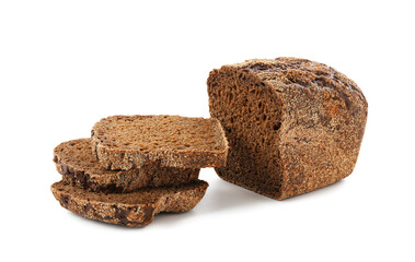 Cut fresh rye bread isolated on white