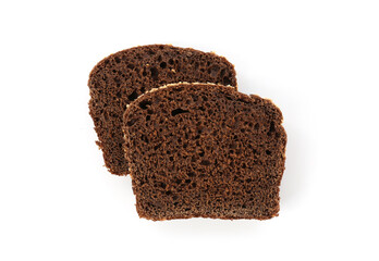 Slices of rye bread isolated on white, top view