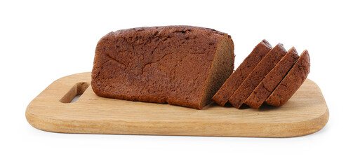Cut fresh rye bread isolated on white