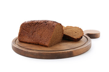 Cut fresh rye bread isolated on white