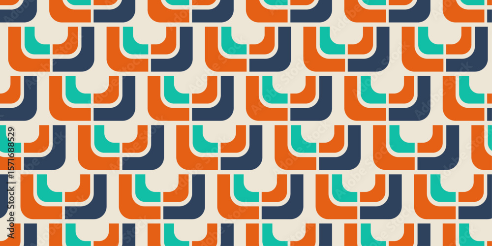Poster Retro U-Shape Pattern. Design has a clean, geometric aesthetic reminiscent of the 1970s.