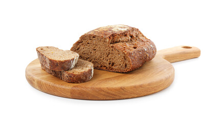 Cut fresh rye bread isolated on white