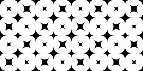Black Star Pattern on White Background. Stars vary in size and are distributed evenly across the frame, creating a visually balanced and repeating design.