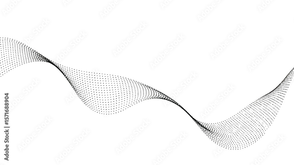 Poster a delicate wave pattern formed by closely spaced dots on a clean white background creating a smooth 