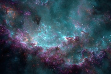 Obraz premium Exploring the vibrant colors of an abstract cosmic space galaxy with swirling textures in a mesmerizing celestial landscape