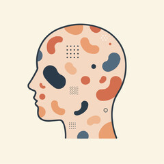 Abstract representation of a head with colorful patterns  