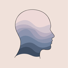 Abstract human silhouette with wavy colors representing mental health  