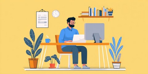Conceptual illustration of home office work – remote job, digital workspace and modern lifestyle