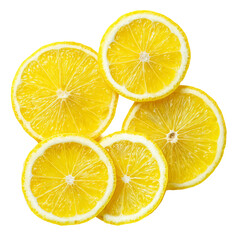 Obraz premium A vibrant display of fresh, sliced lemons arranged in a beautiful pattern. The yellow citrus fruits are a symbol of health and vitality