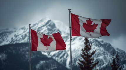 canadian flag waving against blue sky