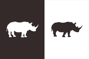 Rhinoceros Silhouettes: Black and White Contrast