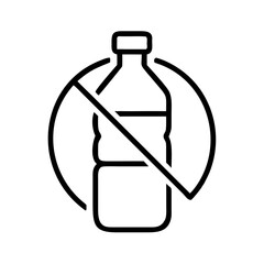 No bottled water symbol in minimalistic black outline style  