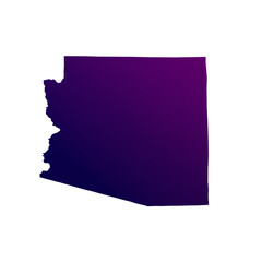 Arizona map isolated on transparent white background. Blue and purple gradient textured map isolated on transparent png