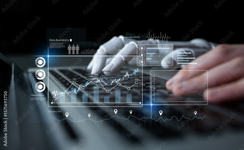 Poster ai-powered dashboard for data analytics, software performance tracking, data availability monitoring