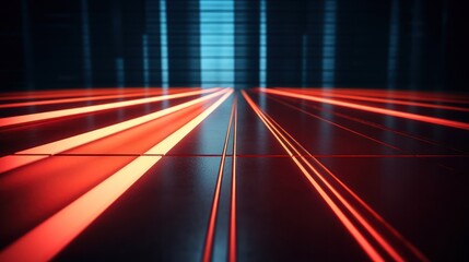 Abstract red light trails on a dark city highway, conveying the blur of night traffic and fast urban motion