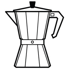 Minimalist Black and White Illustration of a Classic Italian Moka Pot Design
