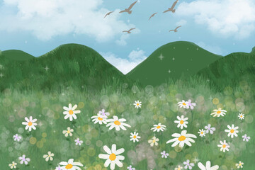 meadow with flowers and grass SVG file