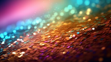 Bright gold and sparkling star patterns create a festive Christmas celebration backdrop with glowing light particles and a dark, shimmery bokeh texture