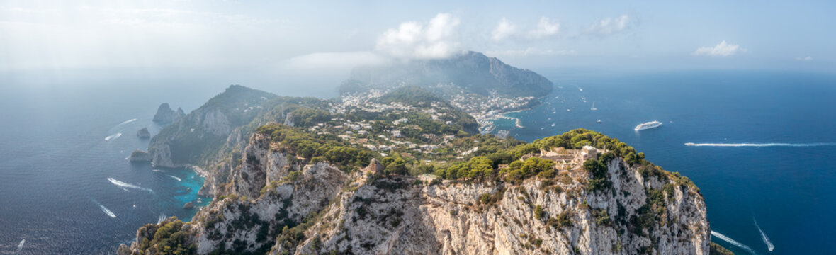 Aerial panorama of Capri Island, Campania, Italy