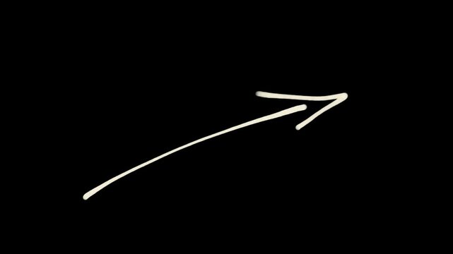 Hand drawn arrow on black background in scribble loop style