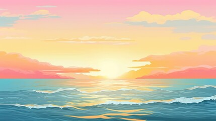 Dramatic orange and red sunset over the sea with beautiful cloudscape