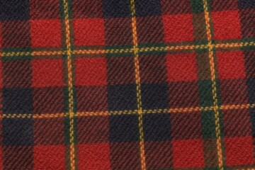 Tartan Wool Fabric – Traditional Check Pattern Macro Close-up