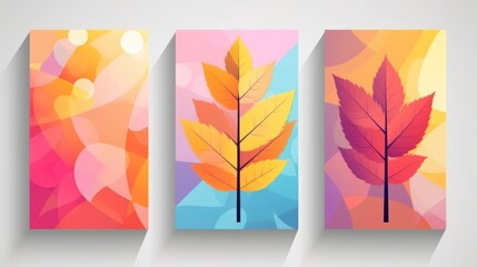 Autumn leaves vector illustration featuring a vibrant fall background with maple leaves, orange and yellow foliage, and forest patterns