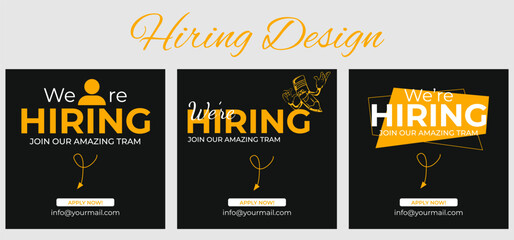 We are hiring job vacancy social media post banner design template. We are hiring job opportunity banner design. Job recruitment banner. Social Media Job vacancy banner. Square web banner template