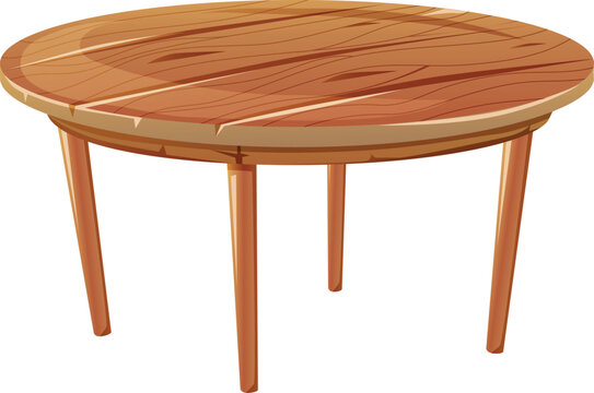 round wooden table realistic style