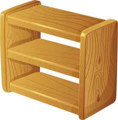wooden shelf 3d isometric realistic style