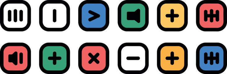 Colorful Vector Media Player & Settings Icons