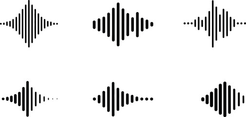 Abstract vector sound wave icons: modern, minimalist design.