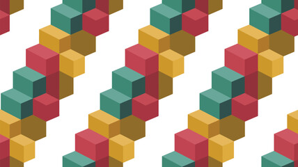 Obraz premium Repeating pattern of colorful stacked cubes on a light background creating stairs