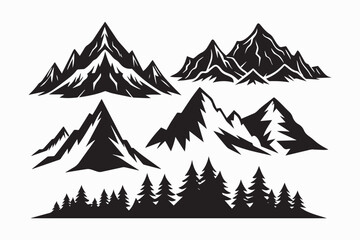 mountain icon set vector art