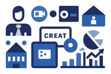  KPI Dashboard and Business Performance Analytics with Graphs and Target Icons – Flat Office Illustration