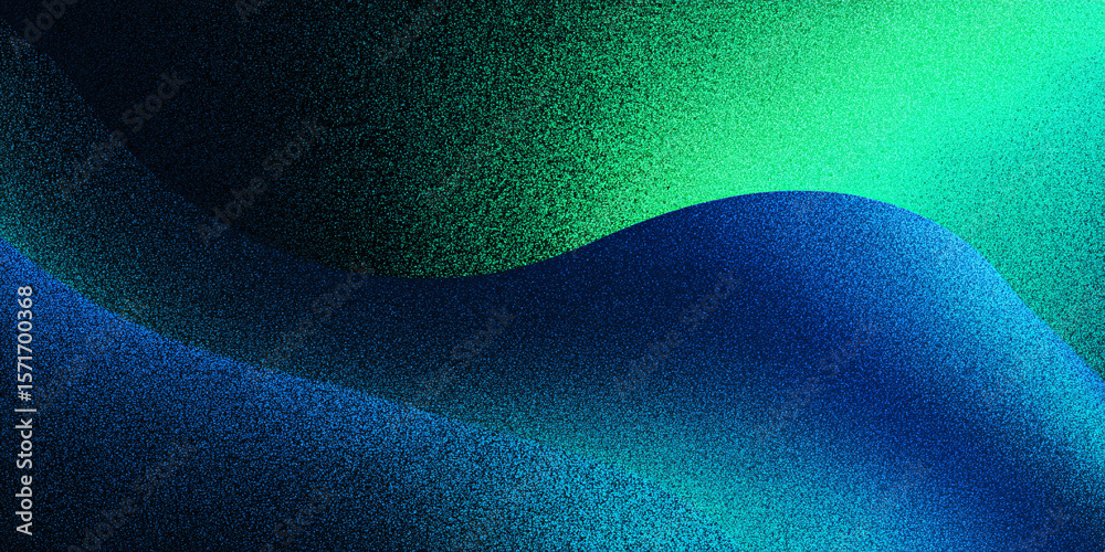 Canvas Prints abstract wavy background with green blue gradient. black. saturated colors. particles. dark style. c