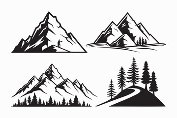 mountain icon set vector art