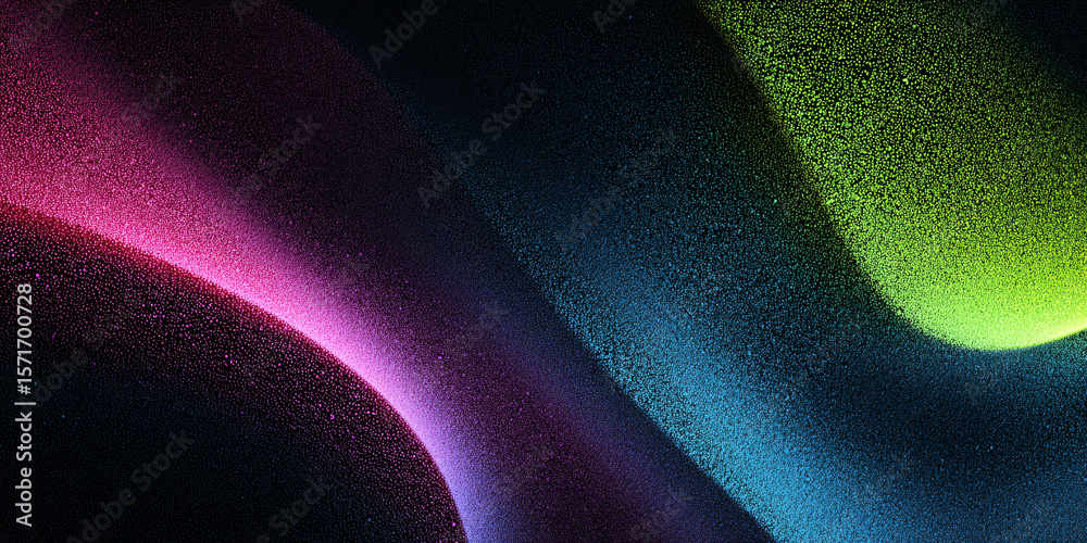 Canvas Prints abstract wavy background with green blue and red gradient. black. curved shapes. particles. dots. ba