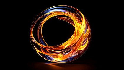 Glowing Abstract Circle Design with Bright Light Trails