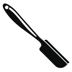 Black Baking Spatula with Rounded Handle and Angled Head Kitchen Utensil