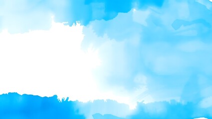 Abstract cerulean blue watercolor wash texture background wallpaper. Copy space, cold ice color art, contemporary artistic backdrop