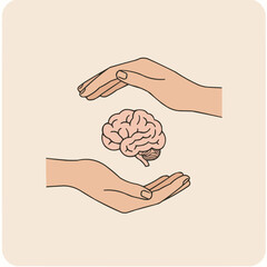 Hands holding a brain symbolizing mental health awareness  