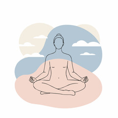 Woman meditating in a peaceful environment with soft colors  