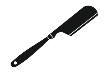 Black Silhouette of a Straight Razor with Long Handle and Hole at End