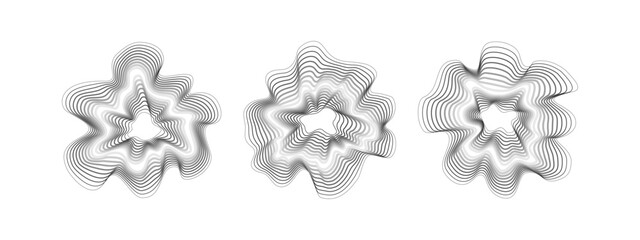 Sonic circular waves. Abstract vector wavy black circles. Minimalistic sound dot lines . Cover for music poster and banner. Radial spectrum.