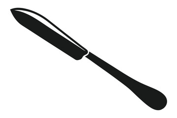 Black and White Image Showing Simple Illustration of a Butter Knife or Spreader