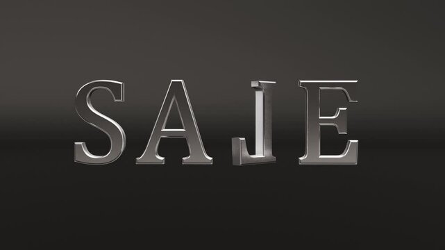 Metal text sale on black bg able to loop endless 4k